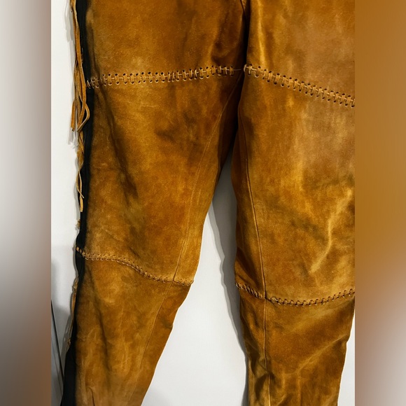 Genuine Leather fringe, lined, pants by 3B West by Tansmith - Picture 5 of 16
